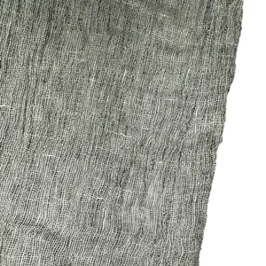 Tahari 100% Linen Wide Leg Crop Pants Small Gauzy Textured Pull On Pockets‎ Gray thumbnail 4