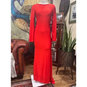 Women's Unbranded Red Long Sleeve Open Back Maxi Dress S thumbnail 2