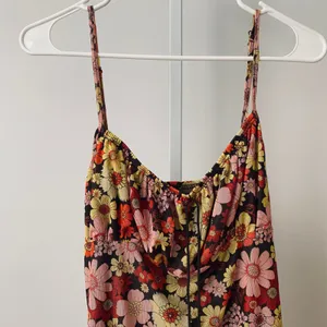 SHEIN sz M Floral Print Mesh Cami‎ Dress Lettuce Hem Mini Dress 90s style Y2K thumbnail 5