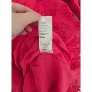 Anthropologie Dress Womens 10 Eyelet Shift Magenta Pink Bell Sleeve EUC thumbnail 5