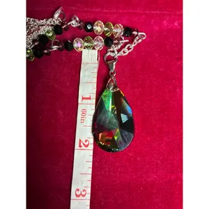 Iridescent Vitrail Crystal Teardrop Pendant Necklace - Multi-Color AB Beads thumbnail 4
