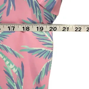 Ana Clare Active Mer Top Pink Paradise Palm Print UPF 50 Golf Polo Shirt‎ Size L thumbnail 6