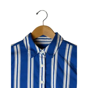 J Crew Amelia Shirt Dress Women 0 Blue White Striped Ruffle Hem Preppy Nautical thumbnail 4