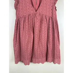 Mustard Seed Rust Eyelet Romper Dress Women’s S Terracotta Ruffle Boho Playsuit thumbnail 3