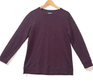 Lands End Paisley Quilted Long Sleeve Top Womens M Purple Casual Loungewear Work thumbnail 1