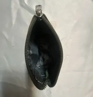 Olive Green Textured Leather Zip Coin Pouch thumbnail 4