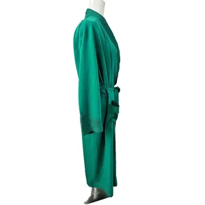 Victoria's Secret Vintage Gold Label Long Robe Green Belted Embossed Women Large thumbnail 5