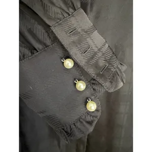 Ann Taylor black long-sleeve shadow plaid blouse size medium thumbnail 3