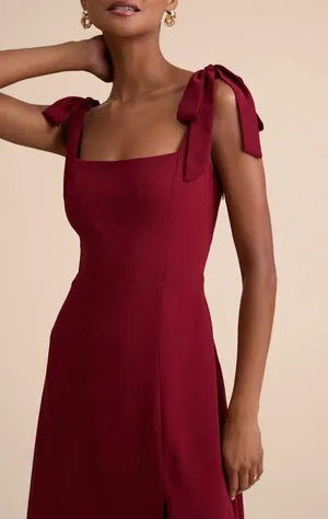 Lulu’s NWT wine red tie shoulder midi dress size x small thumbnail 9