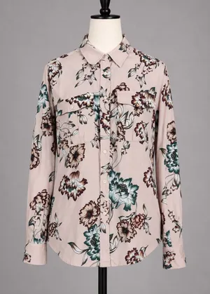 Lauren Ralph Lauren Floral Button Down Shirt Pink Green Long Sleeve Pockets Sz L thumbnail 1