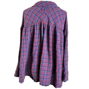 Free People Oversized Bohemian Grunge Fall Cardiff Plaid Swing Top Shirt Medium thumbnail 12