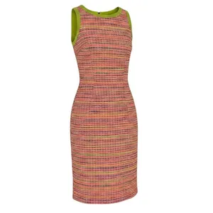 Alex Marie Tweed Shift Dress 4 Pink Lime Green Textured Sleeveless Stripe Knit‎ thumbnail 11