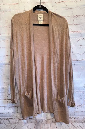 Billabong Lightweight Taupe Open-Front Cardigan pockets medium thumbnail 1