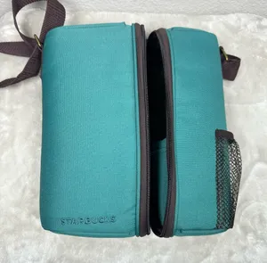 Starbucks Teal and Brown Dual-Zip Crossbody Cooler thumbnail 1