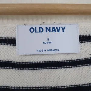 Old Navy SoSoft Striped V-Neck Sweater Cream Navy Blue Small thumbnail 2