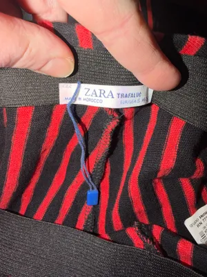 Zara Red & Black Striped Wide Leg Crop Pants Size Small. thumbnail 3