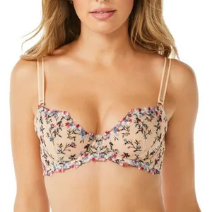 Sofia Intimates by Sofia Vergara Floral Embroidered Balconette Bra Size 34B New Tan thumbnail 1