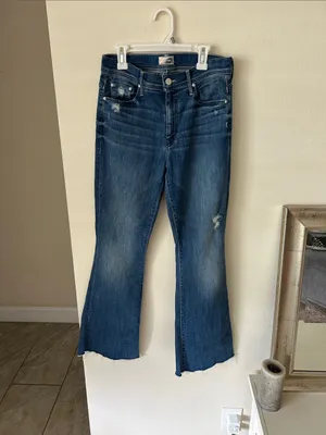 MOTHER The Weekender Fray flare denim Jeans Graffiti‎ Girl Wash 28” thumbnail 2