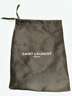 Saint Laurent Black Drawstring Pouch with White Logo thumbnail 1