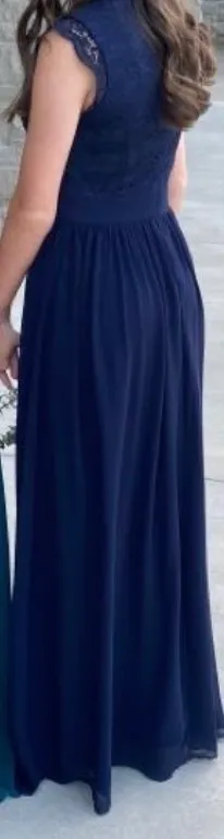 Amazon Navy Blue Chiffon Dress thumbnail 1