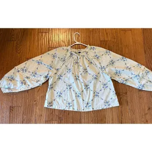 Old Navy NWT floral ruffled puff sleeve blouse size large thumbnail 8