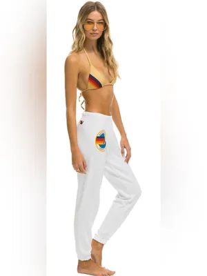 Aviator Nation White Sweatpants with Rainbow Side Logo Size M thumbnail 3