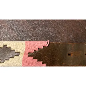 Pampeano Dulce Argentine Leather Woven Belt Pink Navy Cream Brown XL 38"-44" thumbnail 8