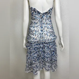 Majorelle Emelia Midi Blue Floral Zip CutOut Lined Strapless Dress Size XS K-54 thumbnail 4