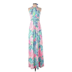 NWT Lilly Pulitzer Martina Maxi in Beach Please Tie Halter Neck Jersey Dress S thumbnail 5
