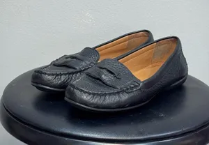 Black Coach Pebbled Leather Penny Loafers Size 5 EUC thumbnail 1
