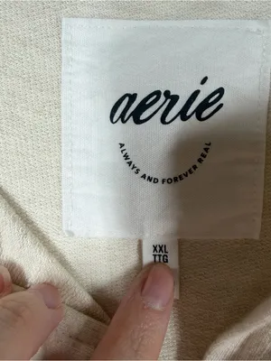 Aerie Cream Roll With It Button Down Oversized Cotton Top thumbnail 3