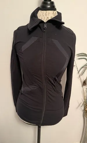 Lululemon Origami In Stride Black Full Zip High Neck Jacket‎ Size 4 thumbnail 1