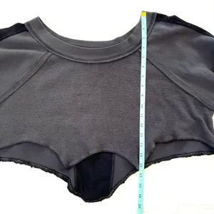 Free People Cropped Sweatshirt Grey & Black Mixed Media XS/ Small thumbnail 9