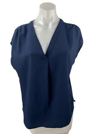 Banana Republic Women's Navy Blue Drop Sleeve V Neck Shirt Blouse Top Size M thumbnail 1