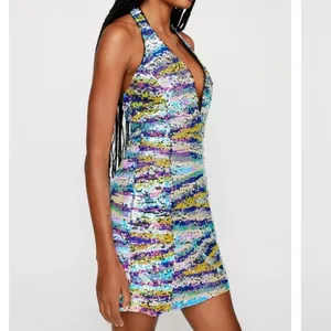 Nasty Gal- Premium Marble Sequin Asymmetric Mini Dress thumbnail 2