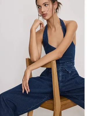 NWT Good American Denim Halter Vest Large, INDIGO724 thumbnail 5
