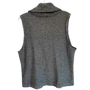 J. Jill Womens B&W Marled Full Zip‎ Shawl Collar Sleeveless Sweater Vest Large thumbnail 9