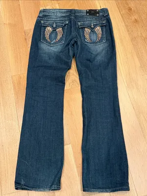 Miss Me Dark Blue‎ Bootcut Jeans with Wing Embroidery 32 thumbnail 2