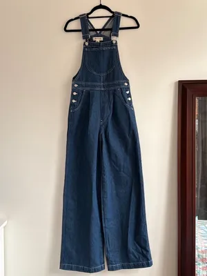 NWT Madewell Wide Leg Denim Overalls Dark Wash thumbnail 2