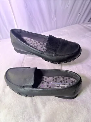 Skechers Black Slip-On Loafer with Purple Patterned Lining thumbnail 3