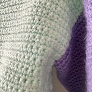 Handknit Colorblock Sweater‎ Size XS Cropped Preppy Pastel Knitted Unique Autumn thumbnail 5