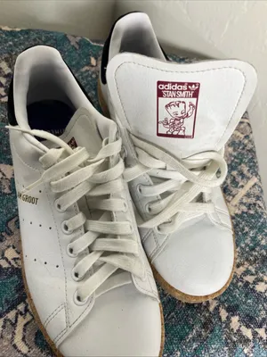 adidas White Leather Sneakers with Burgundy Logo Accents thumbnail 13