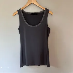 The Limited Sleeveless Top Blouse Silver Sparkle Trim GRAY Medium thumbnail 8