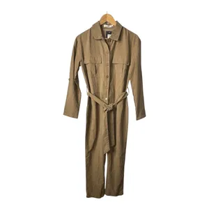 Nasty Gal Jumpsuit Womens M/L Tan Utility Tie Waist Long Sleeve Button Front New thumbnail 2