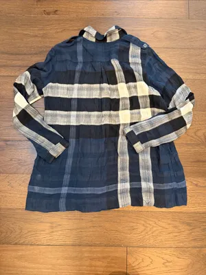 Burberry Women’s Blue Plaid Long Sleeve Button-Up Shirt Size Small - C47-038 thumbnail 11