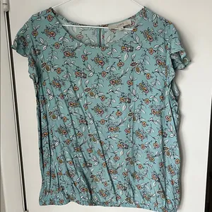 LOFT Women's Floral Blouse - Teal and Multicolor thumbnail 1