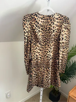 Tuckernuck x India Hicks NEW Leopard Domino Long Sleeve Party Mini Dress Size M thumbnail 3