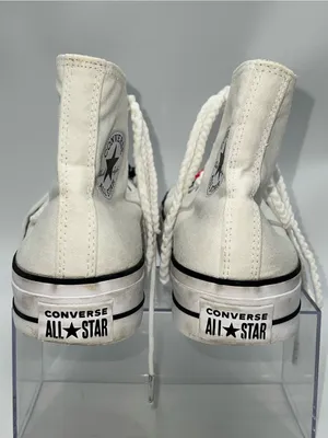 Converse Women's Chuck Taylor All Star Lift Hi White Canvas Sneaker-Size 10 thumbnail 4