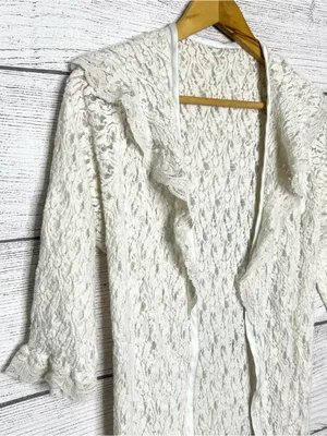 American Vintage Vintage Cream Lace Open Front Robe Duster Cardigan Size Small thumbnail 2