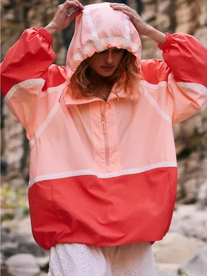 Free People Like The Wind Logo Jacket - Peach Combo thumbnail 3